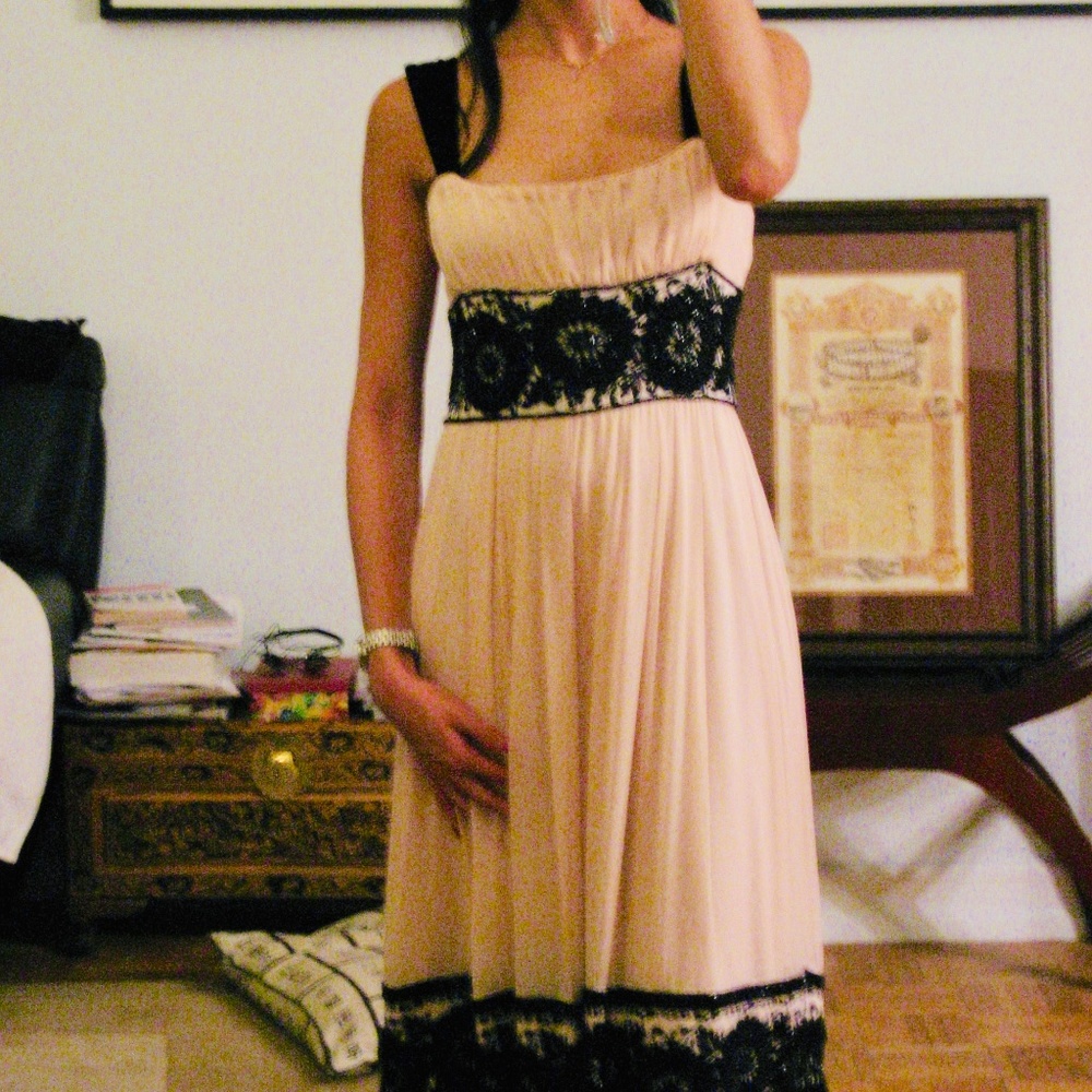 LIKE NEW DVF beaded silk blush pink dress